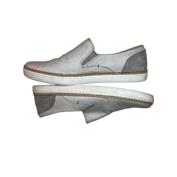 UGG Slip Boat Shoe Women’s US 9 Gray Canvas & Suede Sneaker Sherpa Peppy Comfort - Picture 2 of 8